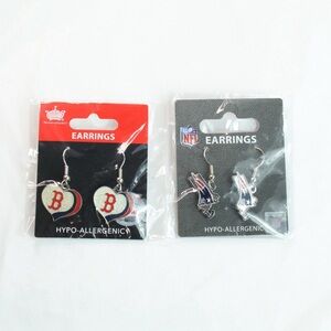 Amino MLB Boston Red Sox + NFL New England Patriots Earring 2 Pack Bundle - NEW